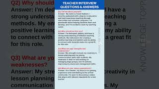 Teacher Interview Questions and Answers  Teaching interview Questions and Answers [upl. by Anuaf]