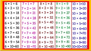 Maths Tables  Learn Table of 6  7  8  9 and 10 Multiplication Table 6 7 8 9 aur 10 Pahada [upl. by Ramey]