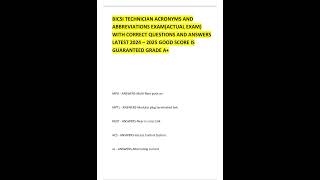 BICSI TECHNICIAN ACRONYMS AND ABBREVIATIONS EXAMACTUAL EXAM WITH CORRECT QUESTIONS AND ANSWERS LATES [upl. by Pevzner]