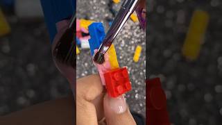 Creating a Nail with Real Lego 🟥🟦🟨 nails nailart asmr oddlysatisfying satisfyingvideos [upl. by Laurita]