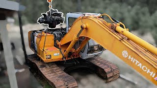 No going back now Pulling the engine out of my excavator [upl. by Intosh]