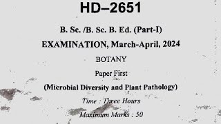 Bsc First Year Botany First Paper 2024  Durg University 2024  Bsc Paper 2024  Plant Pathology [upl. by Jilleen600]