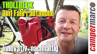 Nachhaltige 3 in 1 Fahrradtasche  Rucksack mit Magnetverschluss 27 l THOLLBECK quotImpulsquot wasserdicht [upl. by Nueoras242]