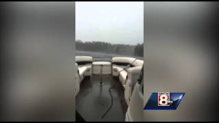 Raw Video Boat tossed by waves on Sebago Lake [upl. by Dnomaid]