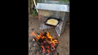 Jalapeno and Cheese Damper baked in an 18 homemade Reflector Oven [upl. by Asiar]