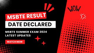 MSBTE SUMMER EXAM 2024 RESULT DATE DECLARED  MSBTE RESULT TIME   MSBTER EXAM 2024 LATEST UPDATE [upl. by Enaamuj]