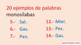 20 ejemplos de palabras monosilabas [upl. by Steel]