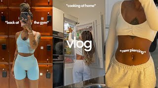 back at the gym i got my belly button pierced  cooking at home 🤍 vlog [upl. by Ybreh532]