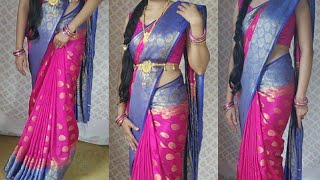 kanjeevaram silk  How to wear Banarasi saree  traditional saree draping  How to wear silk saree [upl. by Elyak]