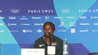 Tigst Assefa amp Hellen Obiri Discus Silver amp Bronze Medals from Olympic Marathon Press Conference [upl. by Elysee877]