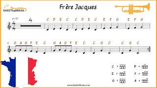 Frere Jacques  Trumpet Solo with Sheet Music and Play Along [upl. by Niko]