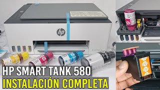 Cómo INSTALAR Impresora HP 580 por PRIMERA VEZColocar CabezalesLlenar Tintas y Descargar Driver [upl. by Ennovyahs]