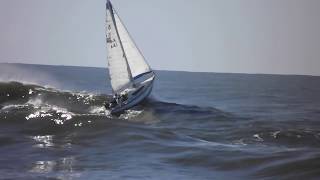 sail boat going out port macquarie bar [upl. by Tierza]