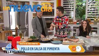 Kuno Becker cocina con el chef James un Pollo en Salsa de Pimiento  Un Nuevo Día  Telemundo [upl. by Nrubloc]