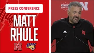 Nebraska Football Head Coach Matt Rhule addresses the media following win over UNI [upl. by Ecinnahs697]