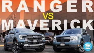 2024 Ford Ranger Lariat vs Ford Maverick Lariat  HeadtoHead Truck Comparison [upl. by Ahsok]