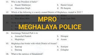 Meghalaya Police MPRO Question Paper Solved 2022  Meghalaya Online [upl. by Nimocks585]