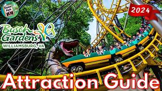 Busch Gardens Williamsburg ATTRACTION GUIDE  2024  All Rides amp Shows  Virginia USA [upl. by Irej]