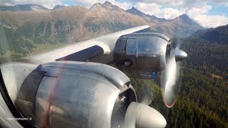 Most Beautiful Flight with Super Constellation through Swiss Alps from Samedan [upl. by Leur]