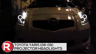 DIY Install SpecD Projector Headlights Toyota Yaris 060708 LED Halo  Gloss or Matte Black [upl. by Schofield335]