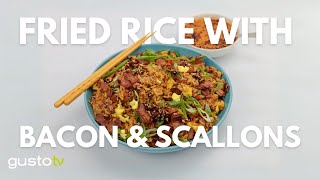 Simple Fried Rice with Bacon and Scallions Recipe [upl. by Yditsahc]