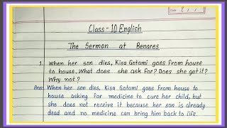 The sermon at benares question answer  The sermon at benares class 10 question answer [upl. by Annil]