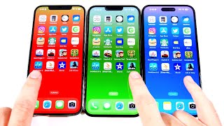 iPhone 12 Pro Max vs iPhone 13 Pro Max vs iPhone 14 Pro Max Speed Test [upl. by Rairb322]