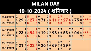 Milan day today fix game । 19102024 शनिवार Milan day fix jodi । Satta matka Milan day [upl. by Orecic]