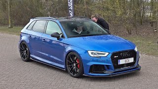 Audi RS3 8V Sportback Stage 2 520HP with Iroz Downpipe Rev Limiter Downshifts Accelerations [upl. by Hilario]