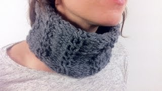 How to Loom Knit a Cabled Cowl DIY Tutorial [upl. by Eidnarb]