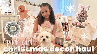 pink girl christmas decor haul  vlogmas is coming pinkmas christmas decor pink christmas [upl. by Yrrum]