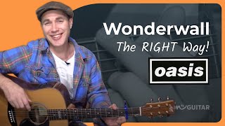 Oasis Wonderwall Guitar Lesson  Correct Strumming [upl. by Uyerta]