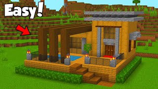 Minecraft How To Build a Small Wooden House With Pool Tutorial [upl. by Heyde]