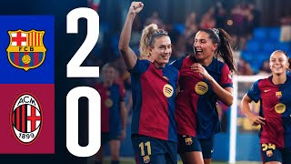 HIGHLIGHTS  FC BARCELONA 2 vs 0 AC MILAN  GAMPER 2024 [upl. by Okikuy]