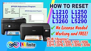 How to Reset EPSON L1210 L1250 L3210 L3250 L3260 L5290 Printer with 14IN1 Resetter  INKfinit [upl. by Ailla976]