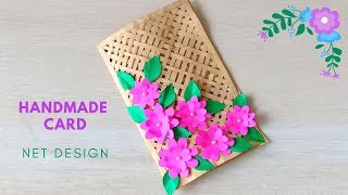 Beautiful Handmade Card for AnniversaryBirthday  Net Weaving amp Flower Greeting Card [upl. by Sugirdor740]