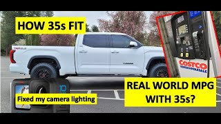 How 35s fit on a leveled 2022 Tundra  Real world MPG on 35s  Fixed camera lighting  Walkaround [upl. by Aitram]