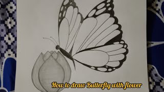 How to draw a butterfly with a flower By using Artline sketch pencils [upl. by Eiddal]