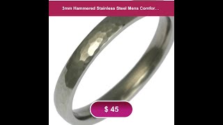 3mm Hammered Stainless Steel Mens Comfort Fit Wedding Band Ring Mens Hammered Wedding Rings Sta [upl. by Marx210]