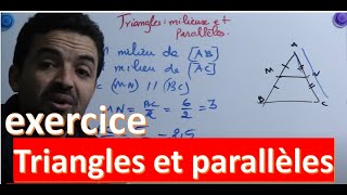 2ème année collège  Triangles et parallèles exercice الثانية اعدادي تمرين مهم [upl. by Rozina]