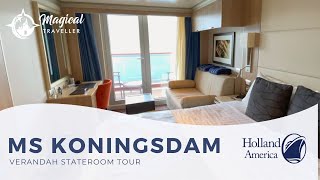 Koningsdam  Holland America Line Verandah Stateroom Tour 6080 [upl. by Vyky]