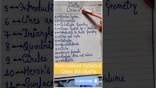 Class 9th Rationalised Syllabus  Class 9th All chapters maths class 9thclass 10th [upl. by Aisatna]