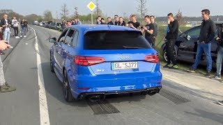 Audi RS3 8V Sportback  Launch Controls Accelerations amp Drag Races [upl. by Idrahs]