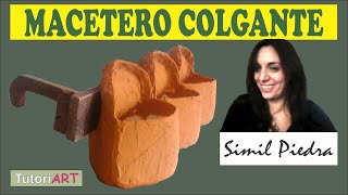 MACETERO DE MADERA COLGANTE  Macetas con bidones de plástico símil piedra  Fácil con reciclados [upl. by Mauricio]