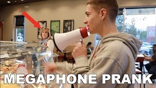 SCREAMING AT PEOPLE THRU MEGAPHONE PRANK  Zach Clayton [upl. by Seravat]