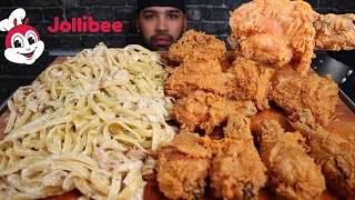 ASMR EATING CRISPY JOLLIBEE CHICKEN amp CREAMY CHICKEN FETTUCCINE ALFREDO MUKBANG [upl. by Lahcar447]