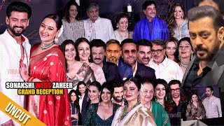 UNCUT  Sonakshi Sinha weds Zaheer Iqbal  Grand Reception  Salman Khan Kajol Rekha Family [upl. by Adgam19]