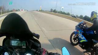 Top Speed R15 All new Vs Gsx R150ระยะทาง2กิโลep7 [upl. by Kcirdec]