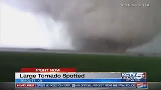 VIDEO Storm chaser follows massive tornado in Central Kansas [upl. by Leahkim]