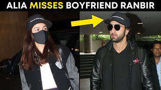 Alia Bhatt MISSES boyfriend Ranbir Kapoor wears his cap at AIRPORT  Paps TEASE the actress [upl. by Trueman296]